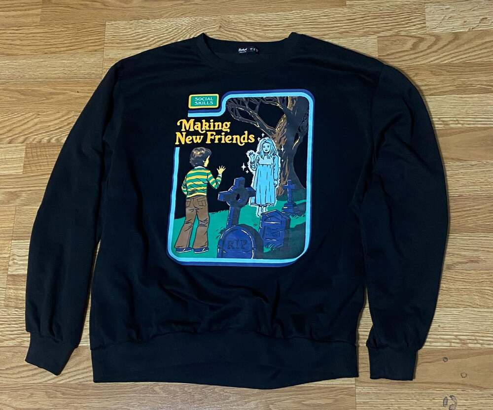 ROMWE x Steven Rhodes "Making New Friends" Graphic Crewneck Sweatshirt